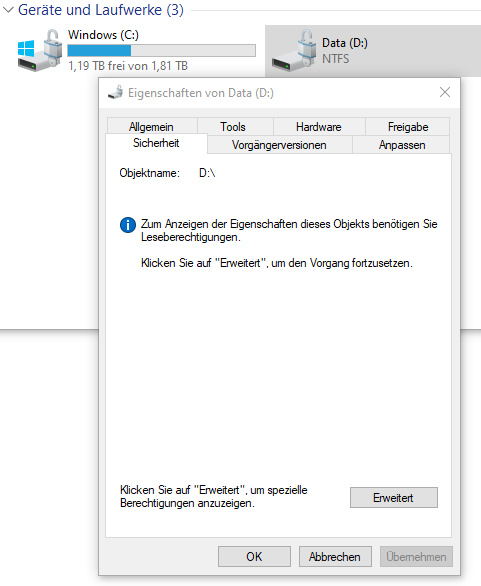 Mal wieder - kein Zugriff auf Laufwerk trotz Admin