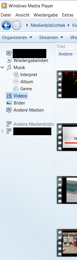 Einstellen, dass das alles an Videos vom Mediaplayer abgespielt wird