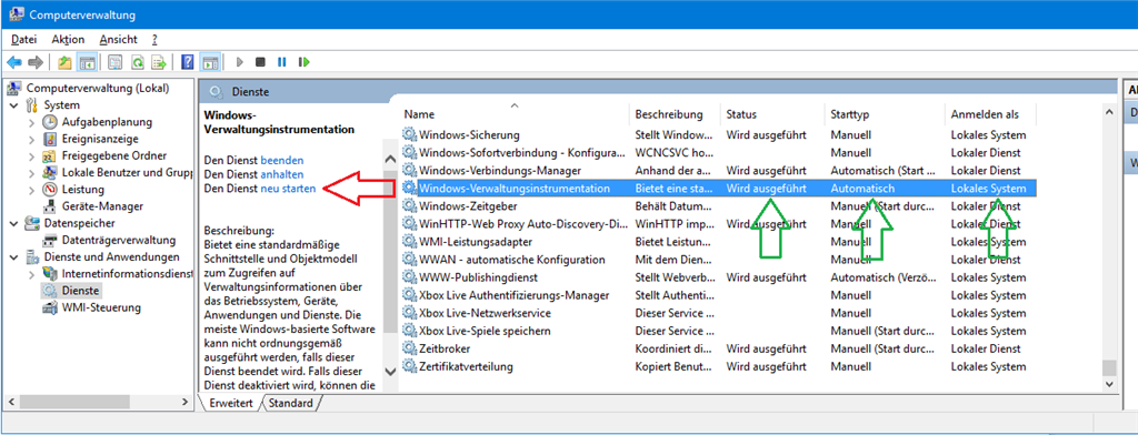 Fehlermeldung WMI seit upgrade auf Windows 10