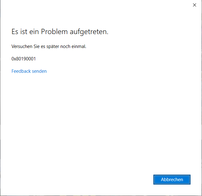 Microsoft Store Anmeldefehler