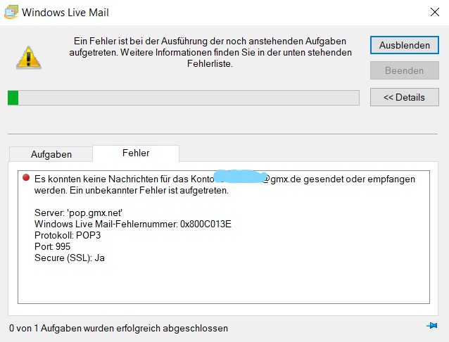 Windows Live Mail Fehler