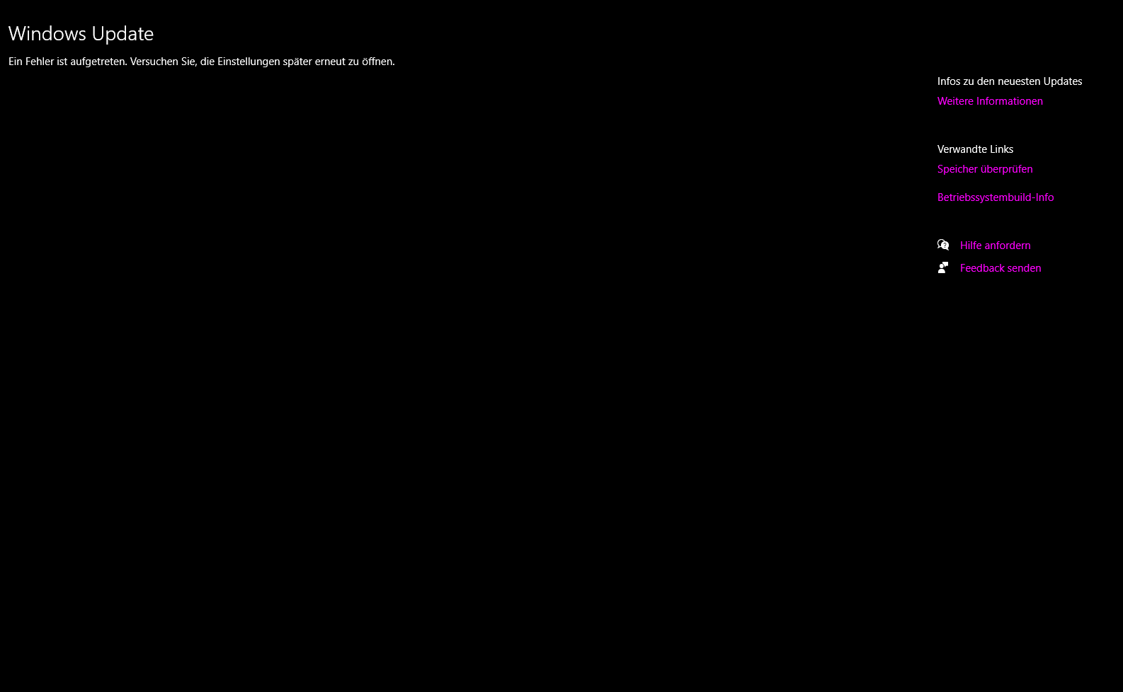 Problem mit Windows Update: Ein Fehler ist aufgetreten. Versuchen Sie, die Einstellungen...