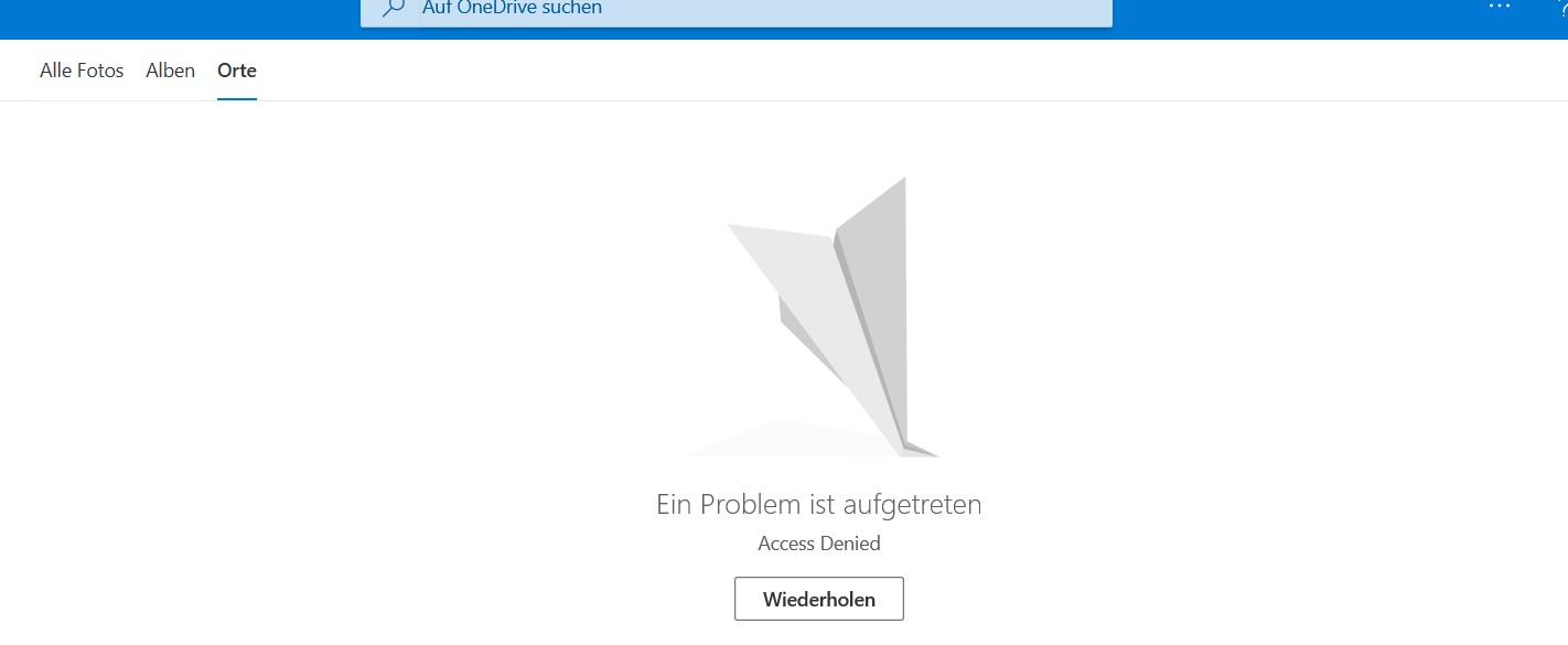 OneDrive W10 App Fotos/Orte Access Denied