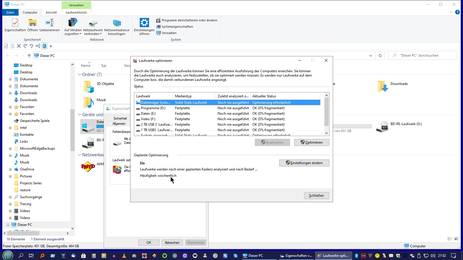 Windows Defrag funktioniert nach Update auf Vers. 2004 nicht mehr