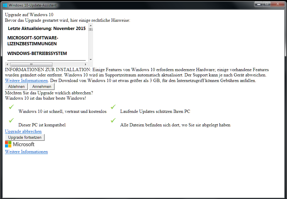 Anzeigefehler mit Windows 10 Update-Assistent