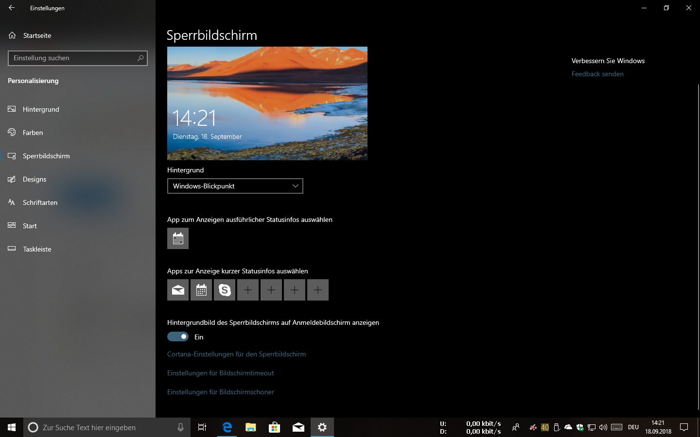Hintergrundbilder vom Bildschirmschoner