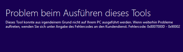 Windows Upgrade auf 1809 nicht durchführbar