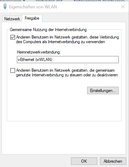 WLAN-Freigabe zu Hyper-V Netzwerkkarte unterbricht nach wenigen Neustarts des Computers