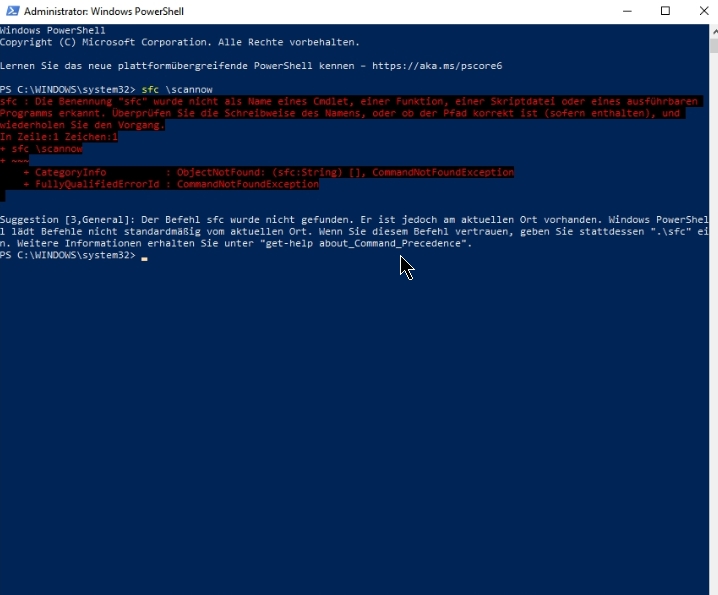 W 10  Windows PowerShell funktioniert nicht