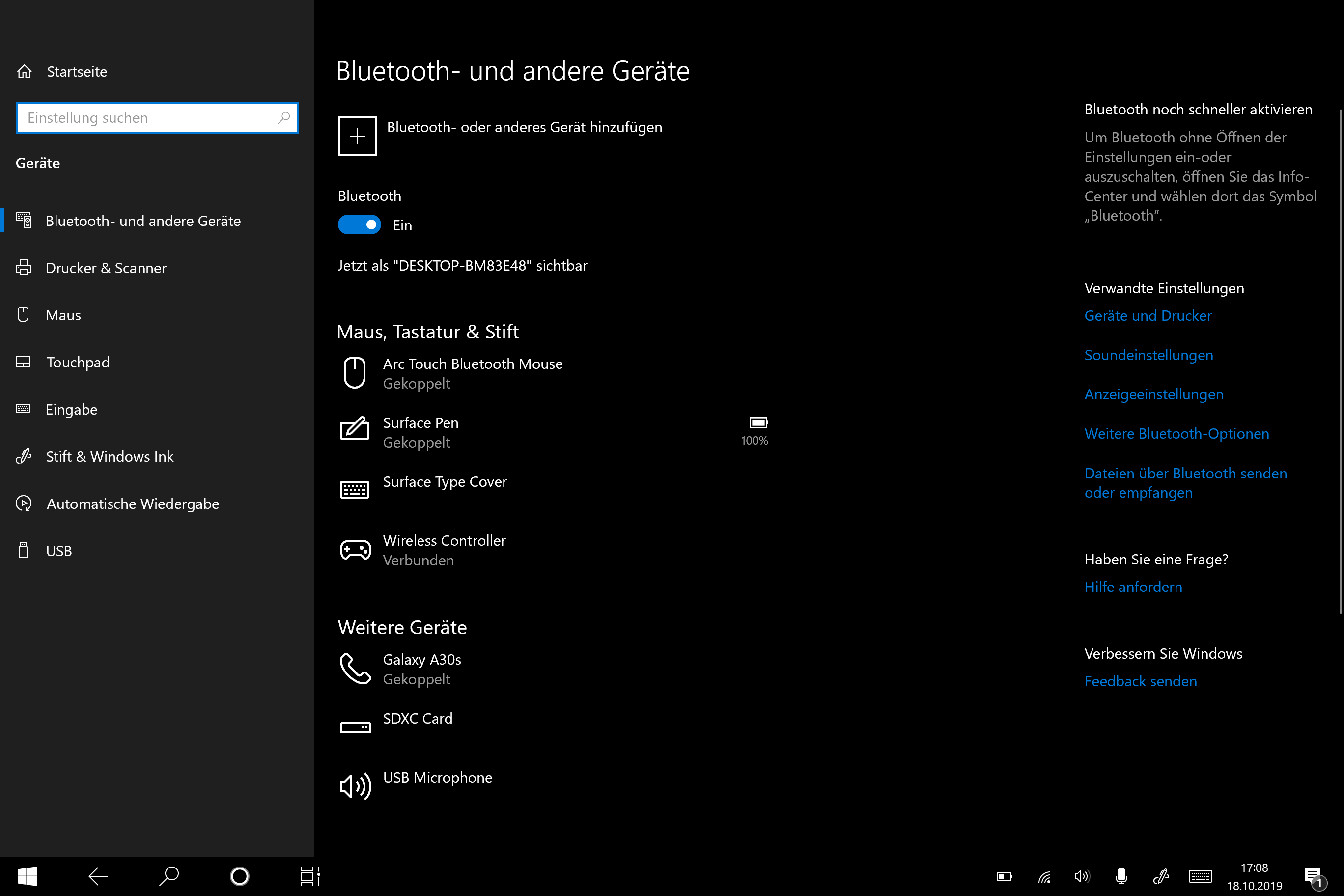 USB Mikrofon nicht wählbar Surface 6
