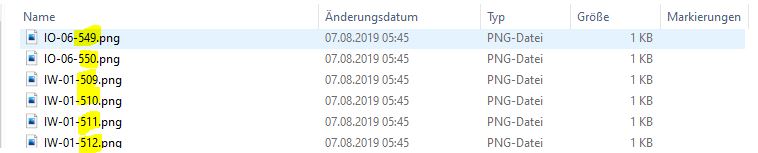 Bilder sortieren im Explorer, Nach Name, Zeichen an dritter Stelle