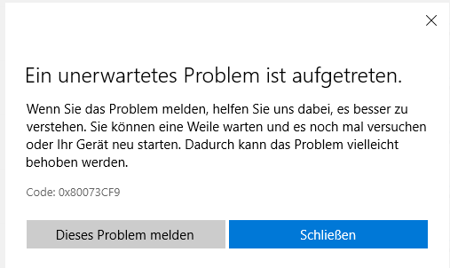 Microsoft Store Download Fehler