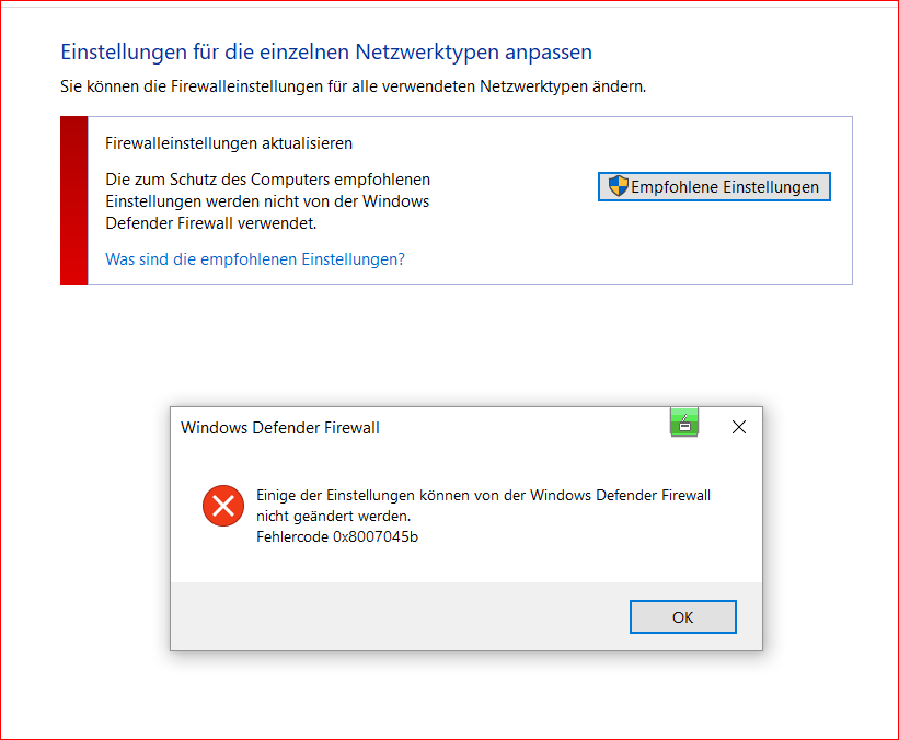 Bekomme die Defender Firewall nicht mehr aktiviert
