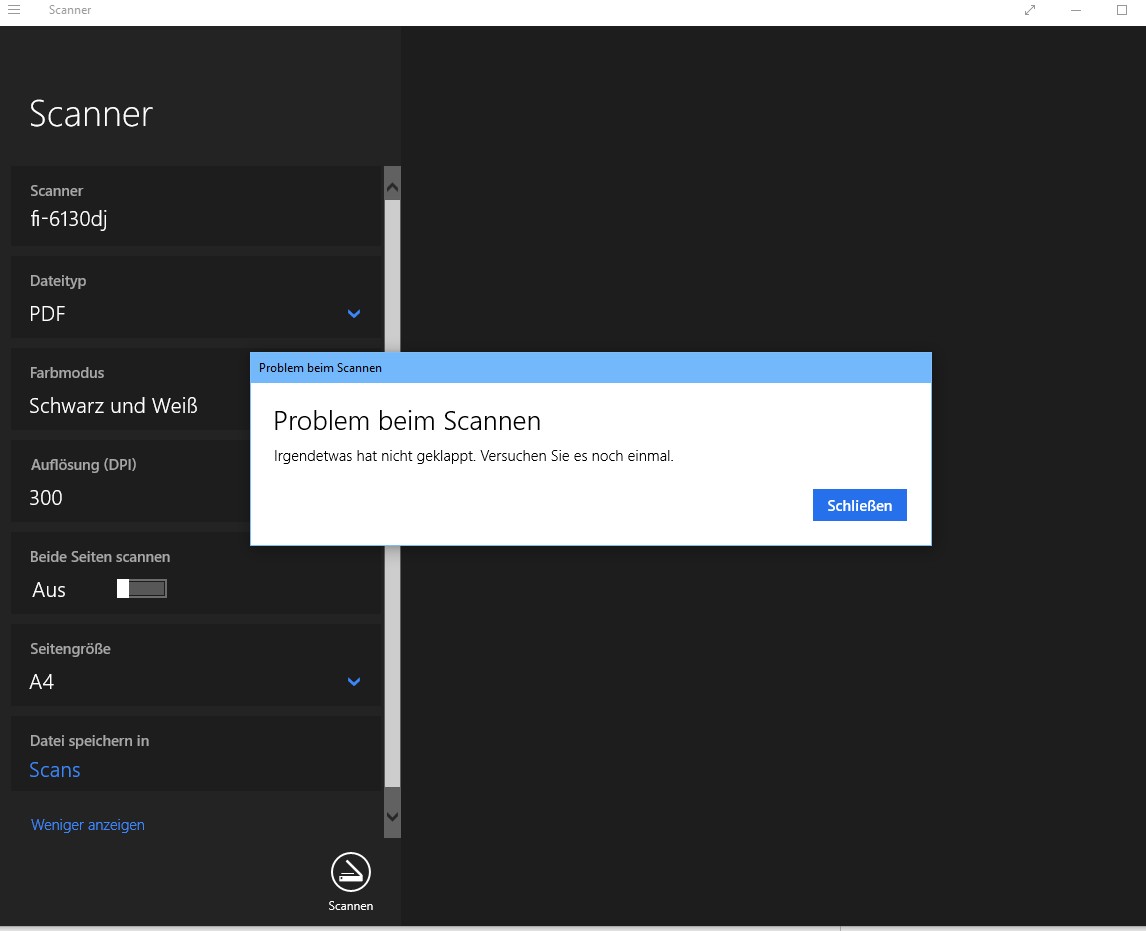 MS Scanner - Problem beim Scannen