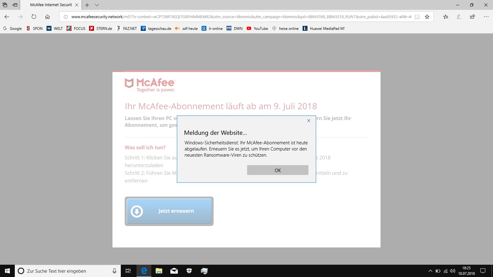 Fehlermeldung Sicherheitseinstellungen  von Microsoft?