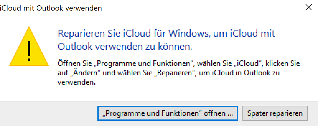 Probleme mit I cloud für Windows und Outlook