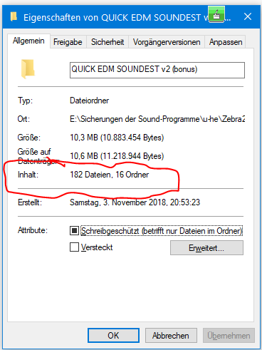 Datei-Explorer/Windows-Explorer kein Verlaß beim Vergleich der Anzahl von Dateien