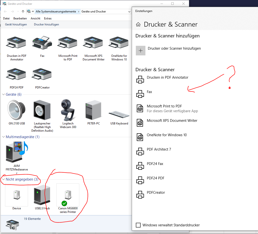 Windows 10: Drucker wird unter Einstellungen nicht angezeigt