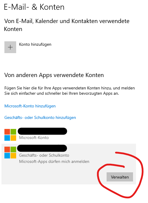 Entfernen eines blockierten Email-Accounts aus Windows