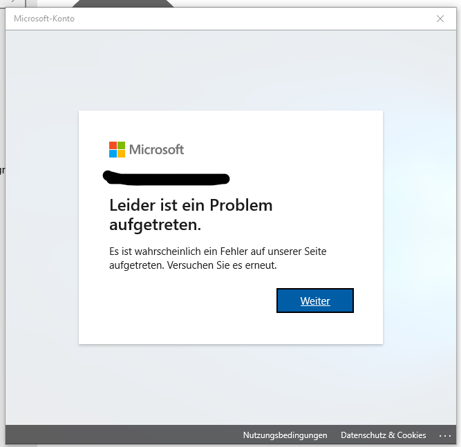 Anmeldung mit Microsoft-Konto nicht möglich
