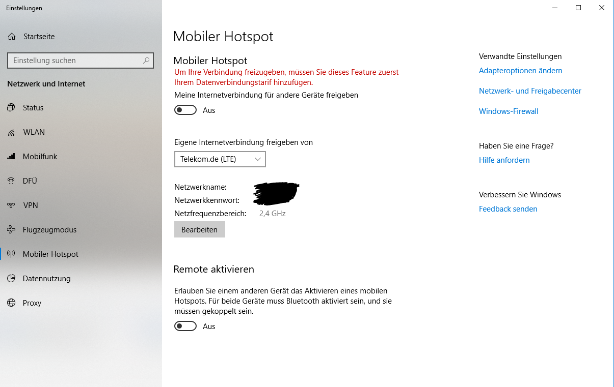 Surface Go LTE Hotspot Telekom Datentarif