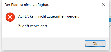 Zugriff verweigert auf externe Festplatte über USB-C Hub