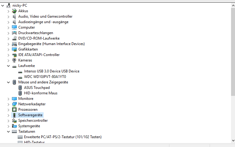 USB Anschluß in meinen Laptop gesteckt, allerdings wird die Externe nicht in der Liste aufgeführt
