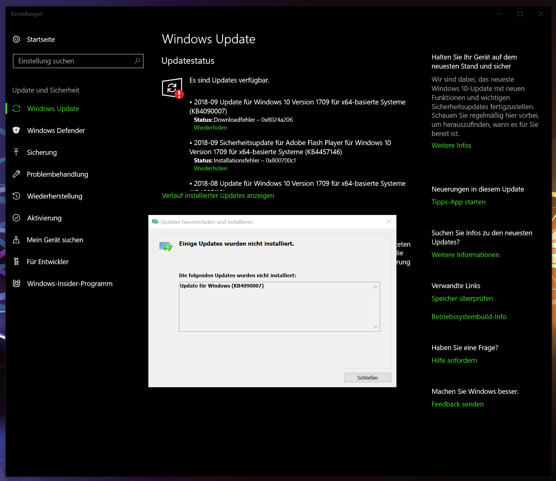 Windows Updated nicht mehr (Fehlercode: 0x8024a206)