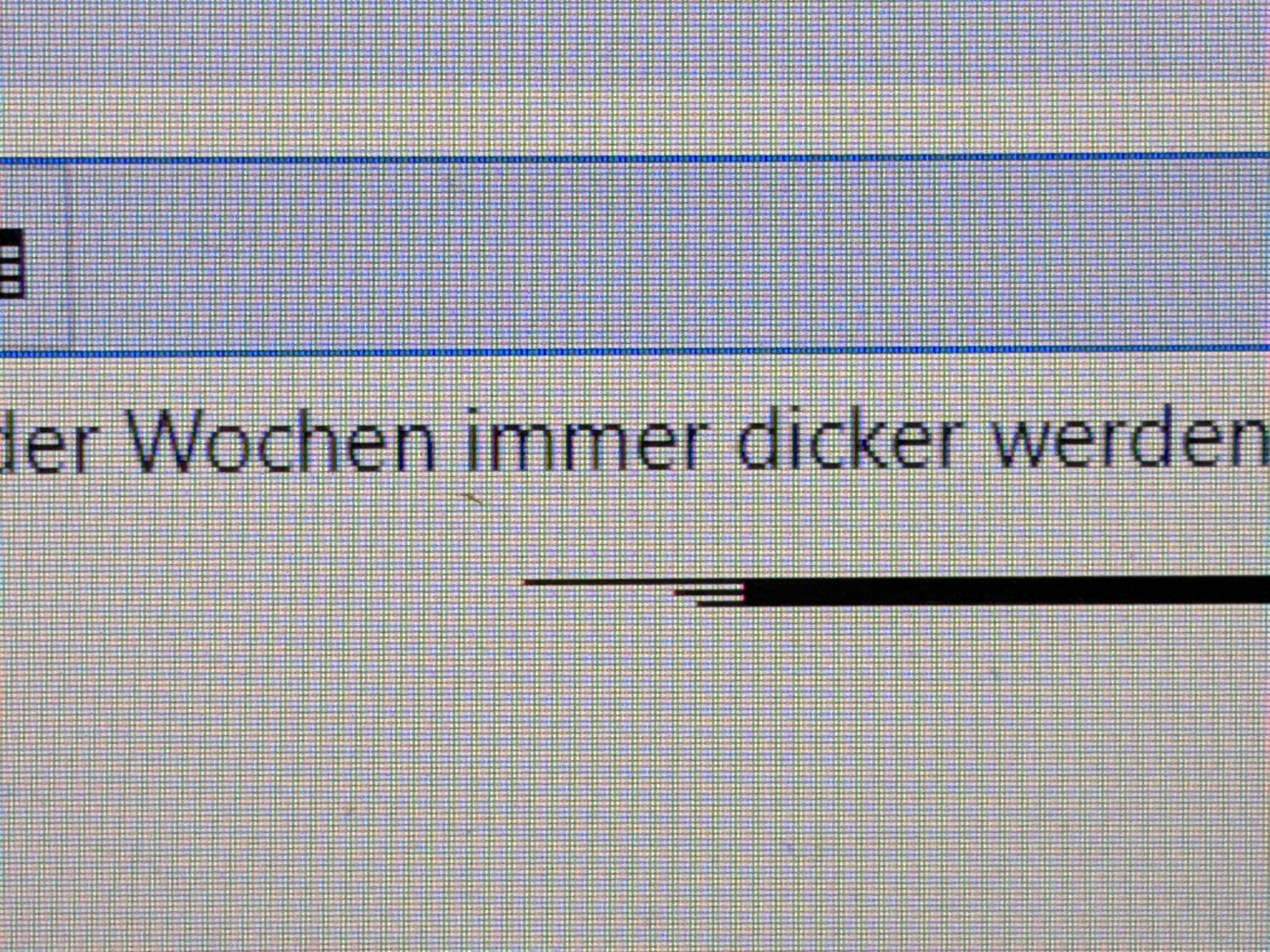 Immer dicker werdender Strich auf dem Screendisplay