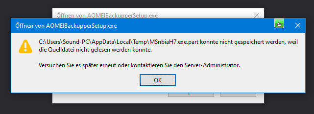 Bekomme sehr häufig eine Fehlermeldung beim laden von Programmen mit dem Firefox