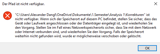 Auf Dokumente und Ordner kann nicht zugegriffen werden