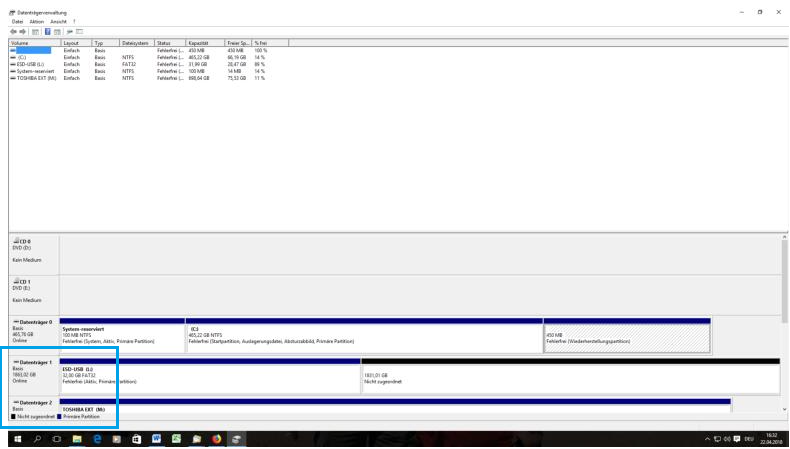 Nach Download von neustem Windows 10 update ist Partition "M" verschwunden.