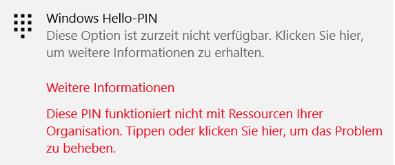 Windows PIN zurücksetzen