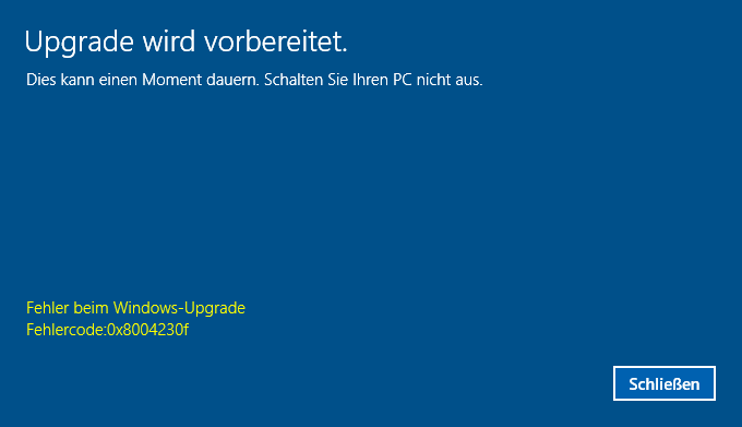 Fehler bei Windows 10 Pro Upgrade nach Kauf im Microsoft Store