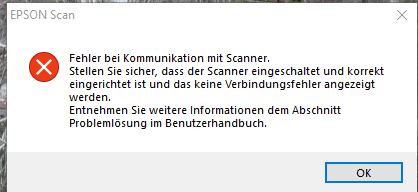 Epson SCANNER Treiber heruntergeladen; Scanner nicht bereit