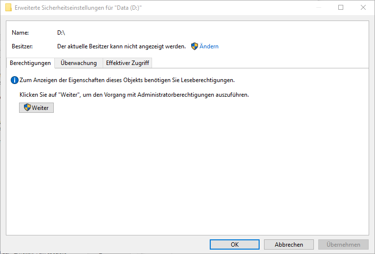 Mal wieder - kein Zugriff auf Laufwerk trotz Admin