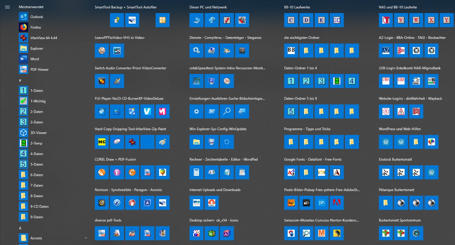 Kachel-Organisation im Start-Menu - Wie kann ich 5-er Gruppen bilden?