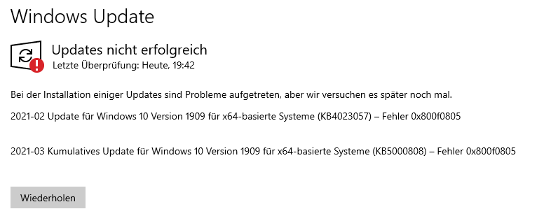 Update lädt nicht herunter