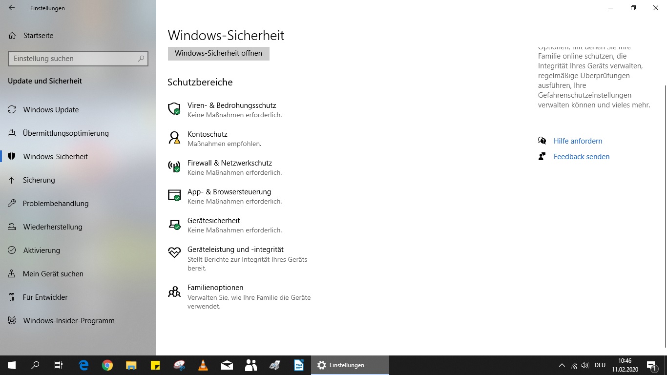 Starten von WIN10 mit der Kernisolierung