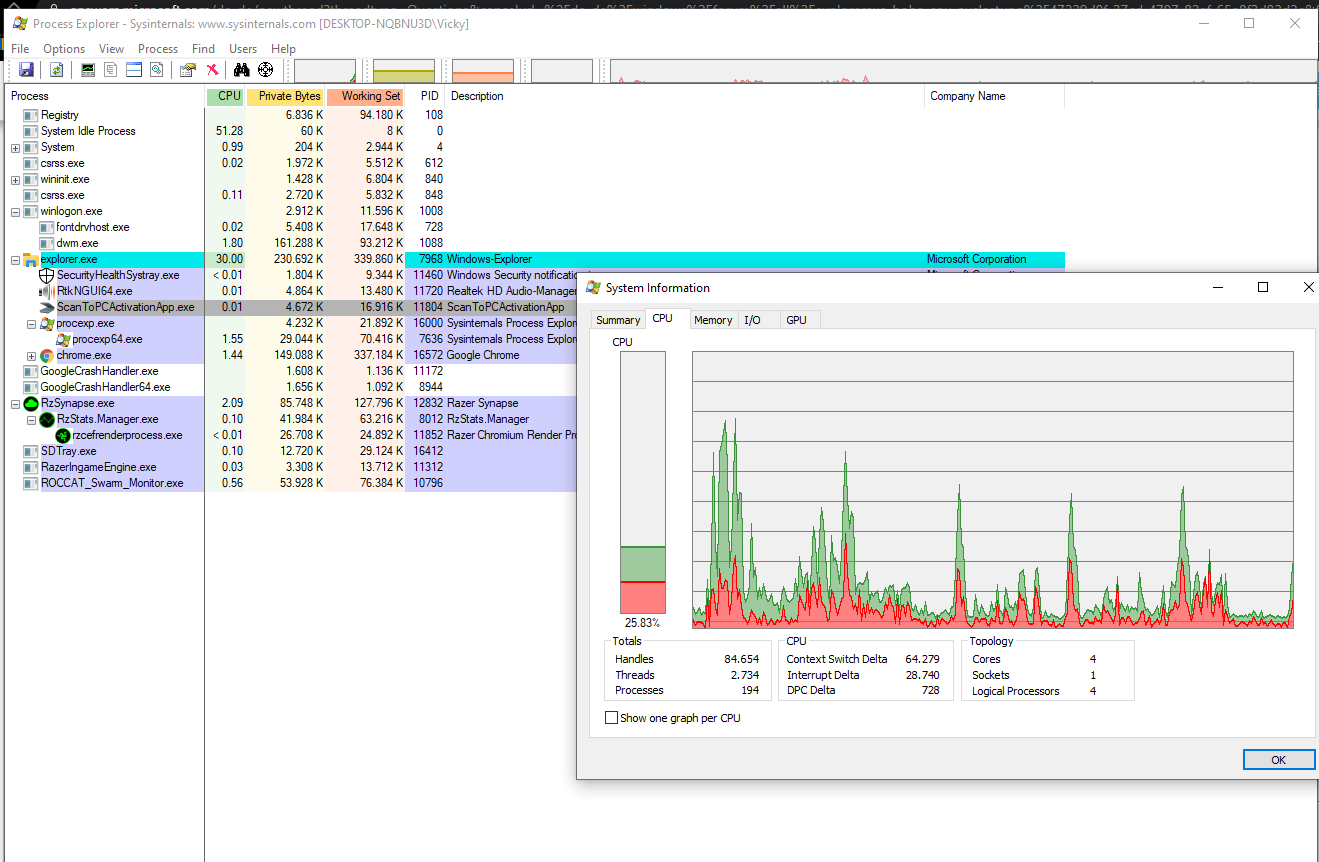 Windows Explorer hängt alle 25 Sekunden.. CPU-Last kurz hoch