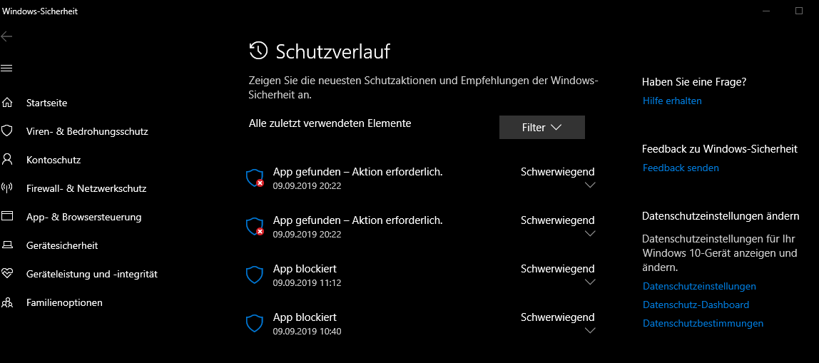 App blockiert durch Windows Defender - Schwerwiegend - Aktion erforderlich - Wie vorgehen?