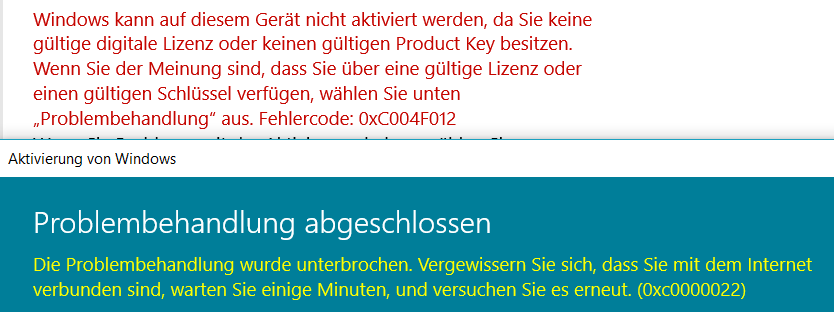 Windows 10 aktivieren nach Zurücksetzen des Betriebssystems