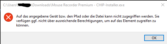 Wahllose .exe Dateien lassen sich nicht installieren