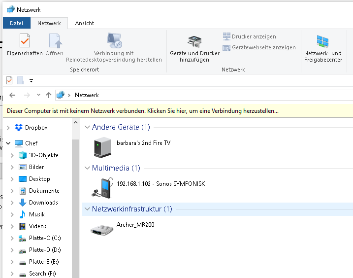 Dieser Computer ist mit keinen Netzwerk verbunden