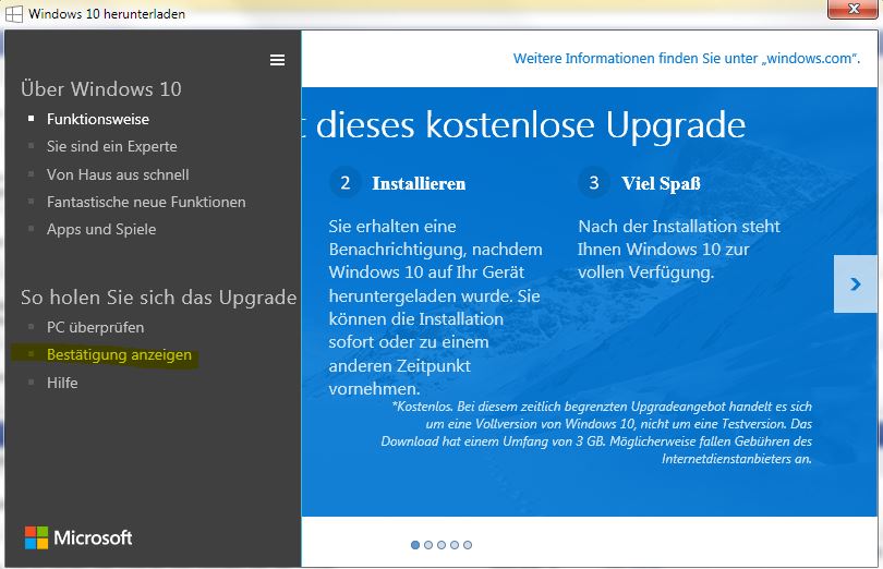 bitte um sofortige stornierung meiner Windows 10 Upgrade reservierung