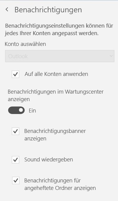 Outlook Benachrichtigungen