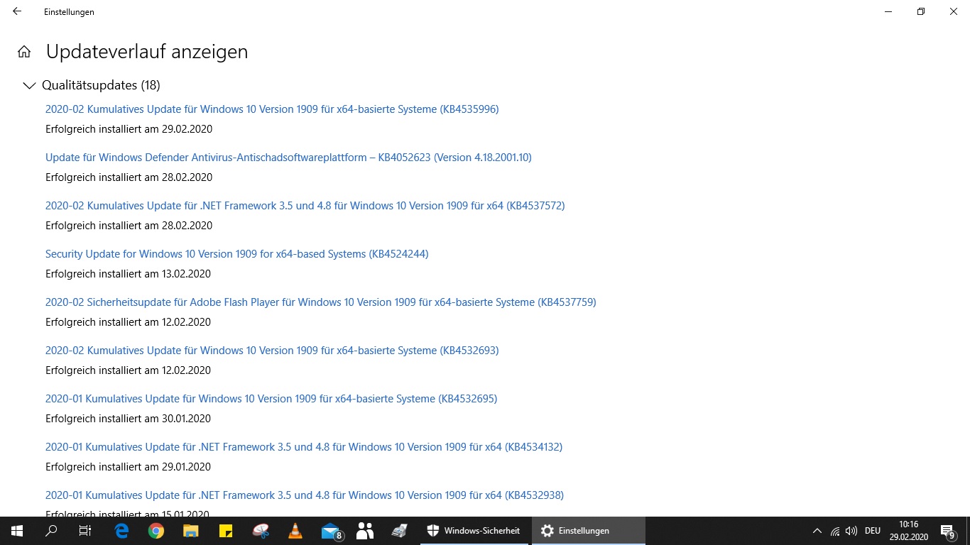 Probleme mit den Updates KB 4524244 u. KB 4532693