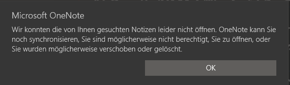 OneNote Notizbuch lässt sich nicht mehr öffnen