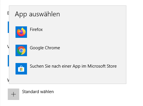 Edge nicht als Standart auswählbar