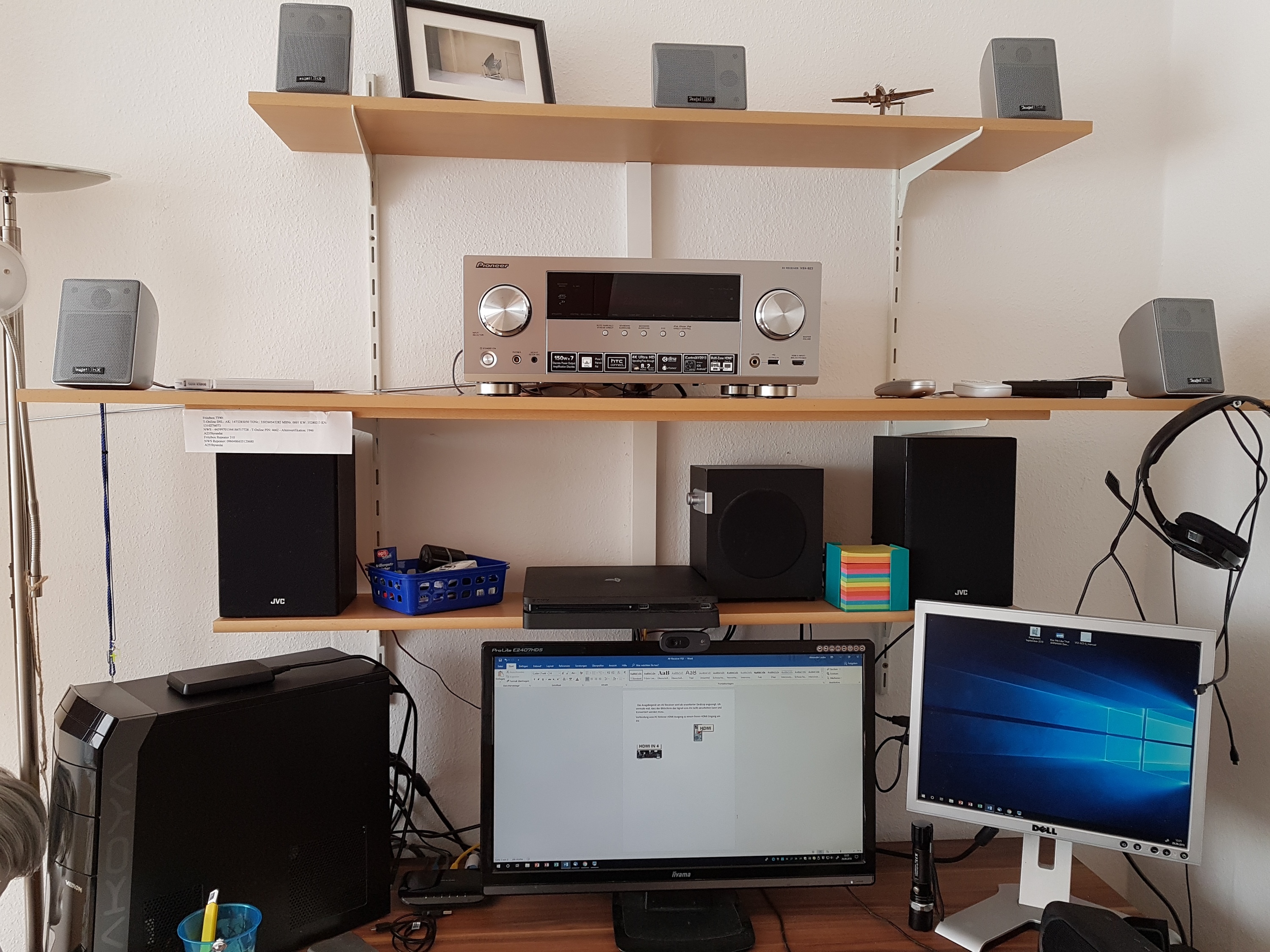 AV Receiver VSX-923 PC HDMI Ausgang mit einem freien HDMI Eingang am Receiver verbunden